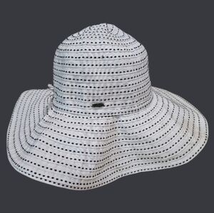 Scala Collezione Sun Hat Women's OS Black White Packable Beach Handcrafted